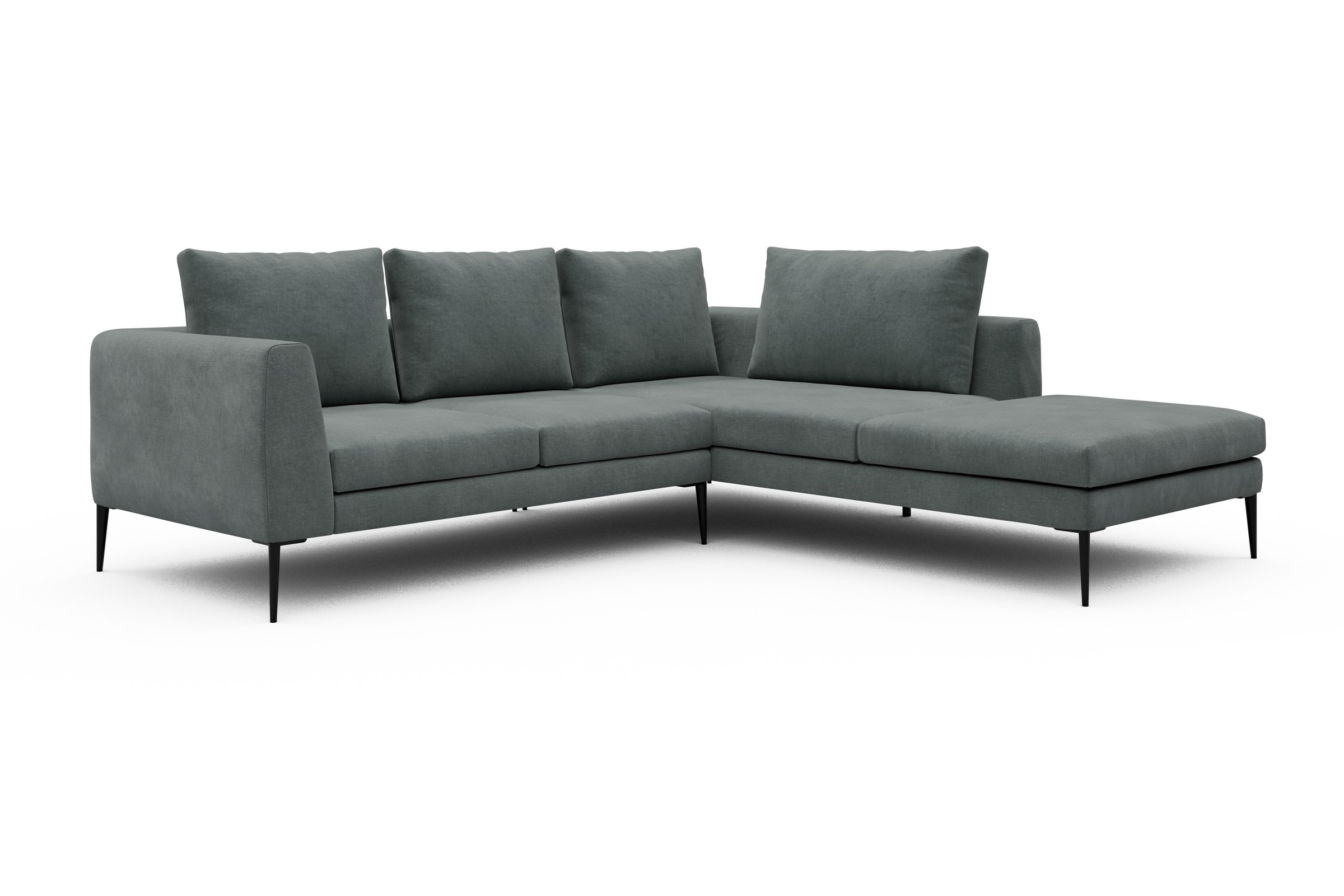 Ecksofa Paul Relax-Ecke rechts mit 2-Sitzer Smooth-Silver-Grey