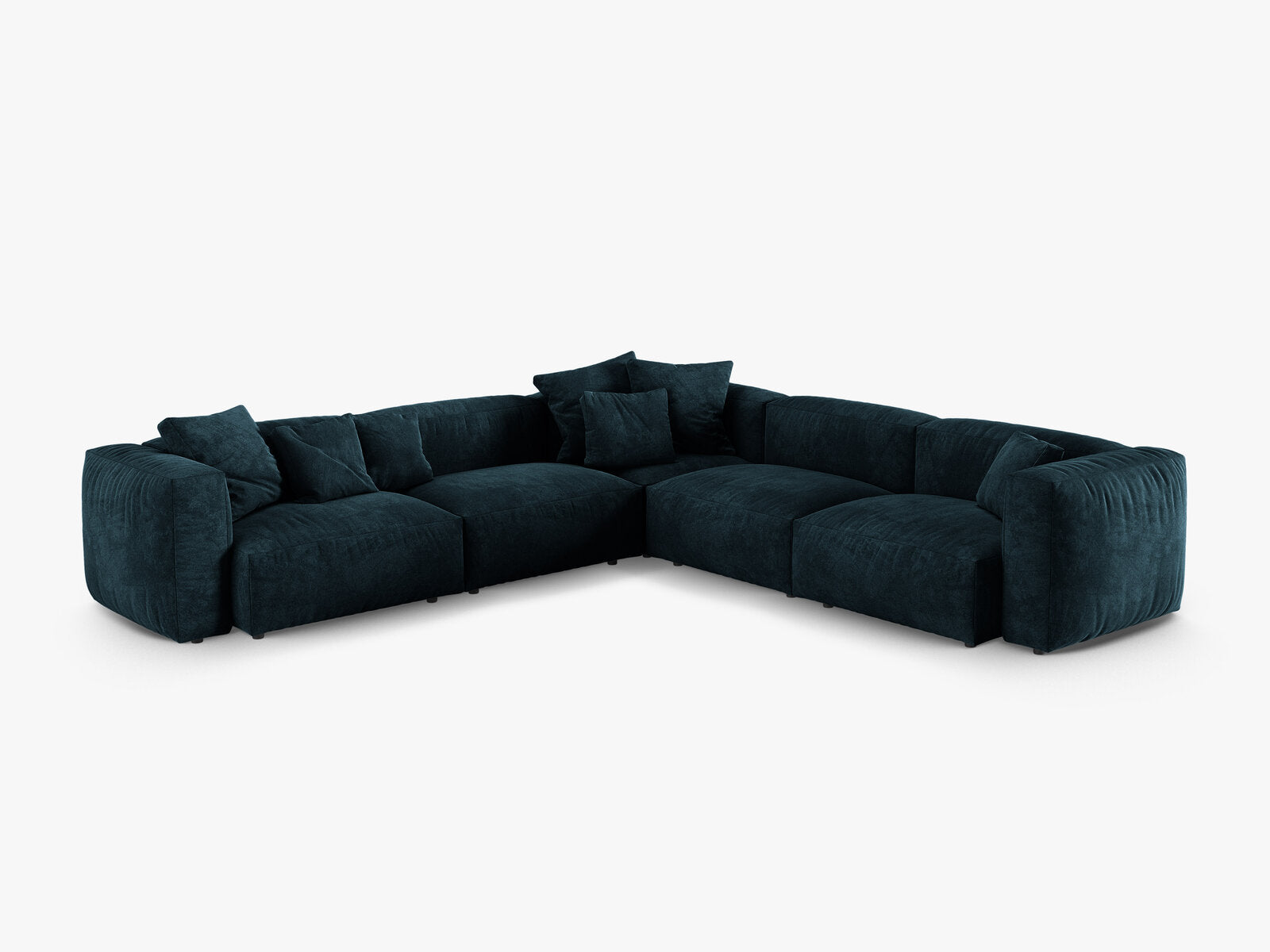 Micadoni modulares symmetrisches Ecksofa XL Martina 5-Sitzer 90cm Sitztiefe Samt Vogue Dunkel Petrol