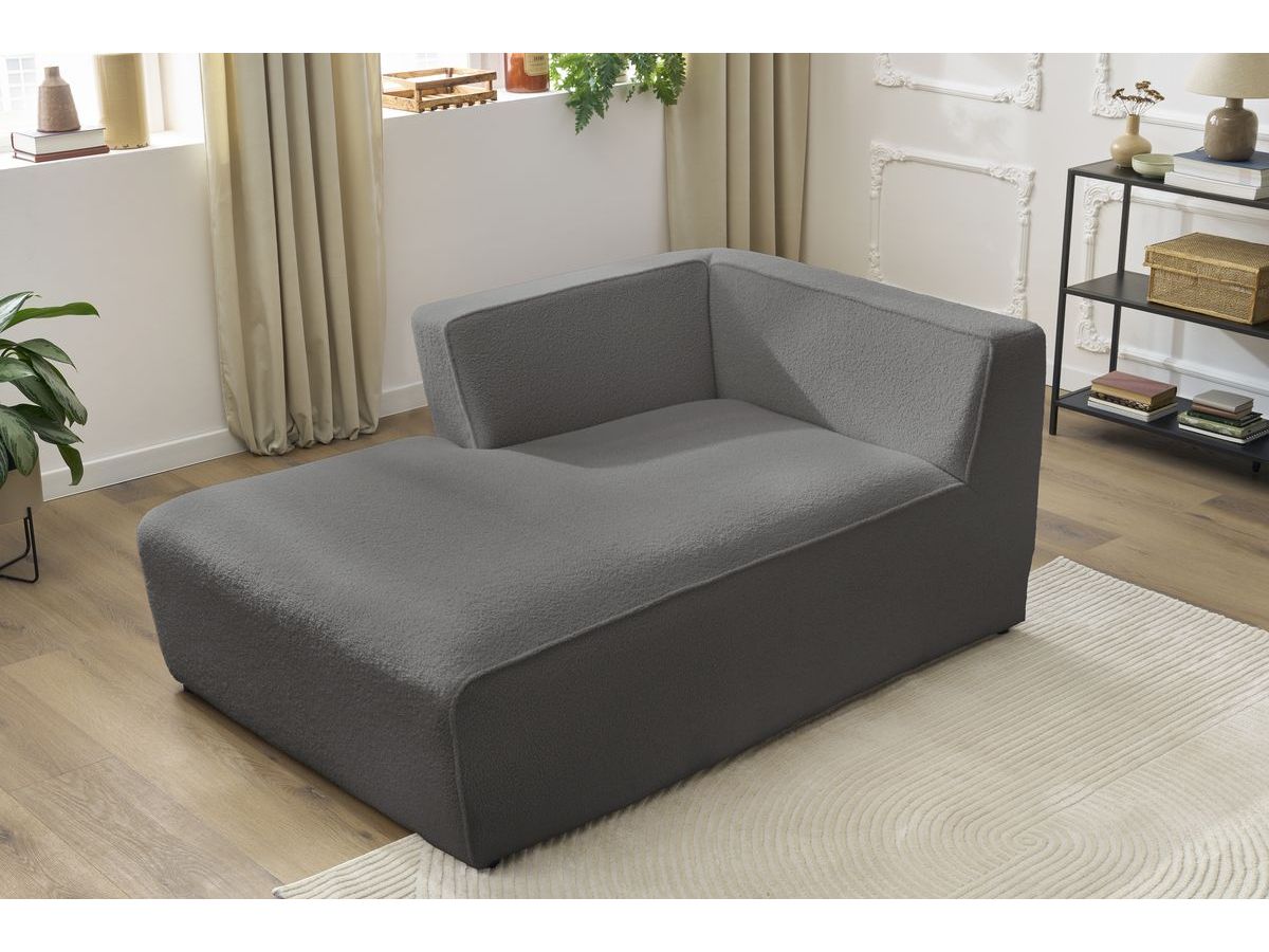 Bobochic Megeve Méridienne-Modul Bouclé-Stoff Dunkelgrau Ecke links