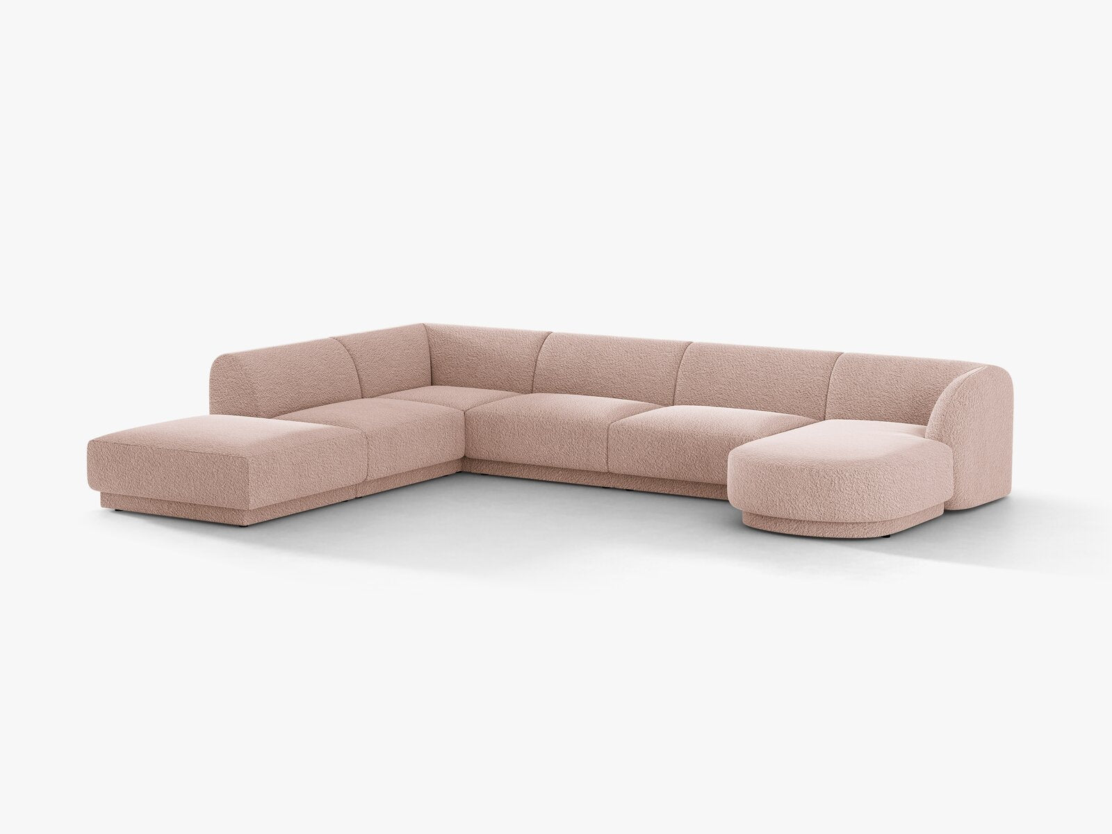 Micadoni Panorama-Ecksofa Miley 6-Sitzer Boucle Baloo Puderrosa Links