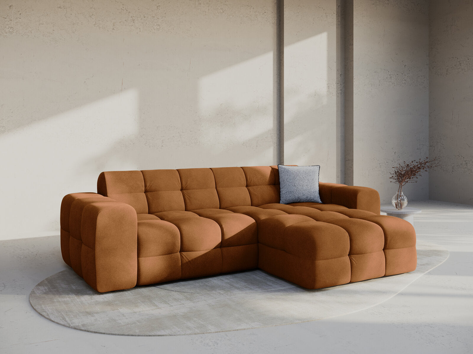Micadoni Ecksofa Kendal 4-Sitzer Rechts Samt Kamel