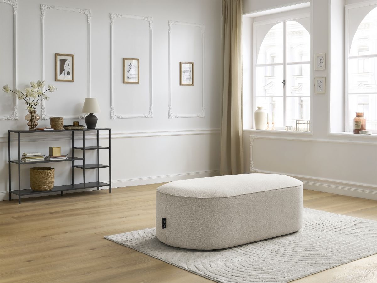 Bobochic Rousseau Pouf Melange-Stoff Beige