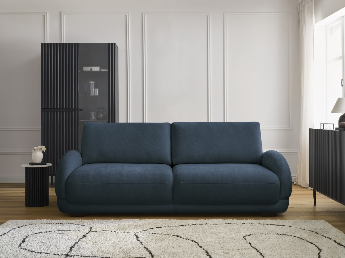 Bobochic Monica Schlafsofa 3-Sitzer mit Bettkasten Stoff Dunkelblau