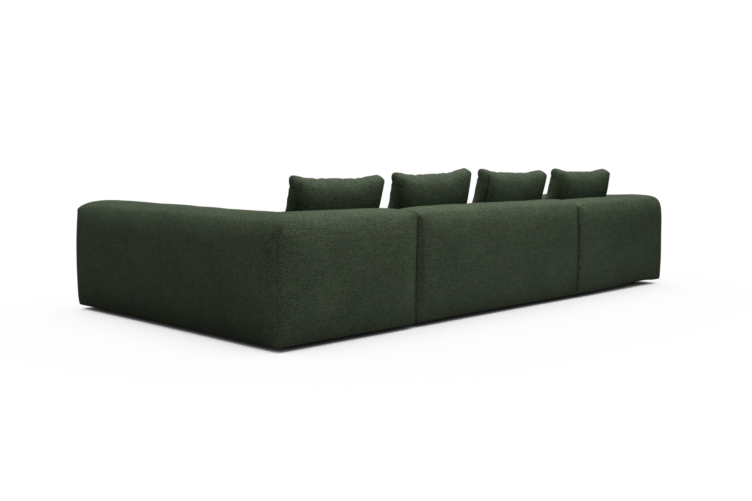 Wohnlandschaft Fred Chaiselongue links mit 2-Sitzer und lange Armlehne rechts Vanora-Deep-Green
