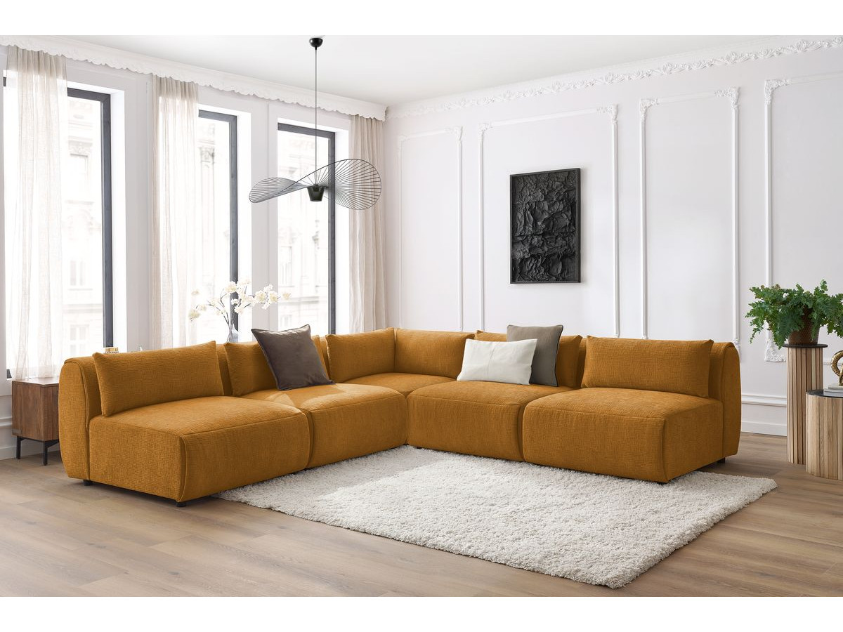 Bobochic Jeanne Ecksofa 299 × 299 cm Strukturstoff Gelb