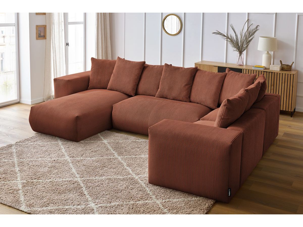 Bobochic Voltaire Wohnlandschaft 356 × 214 cm Cordsamt Orange Ecke links