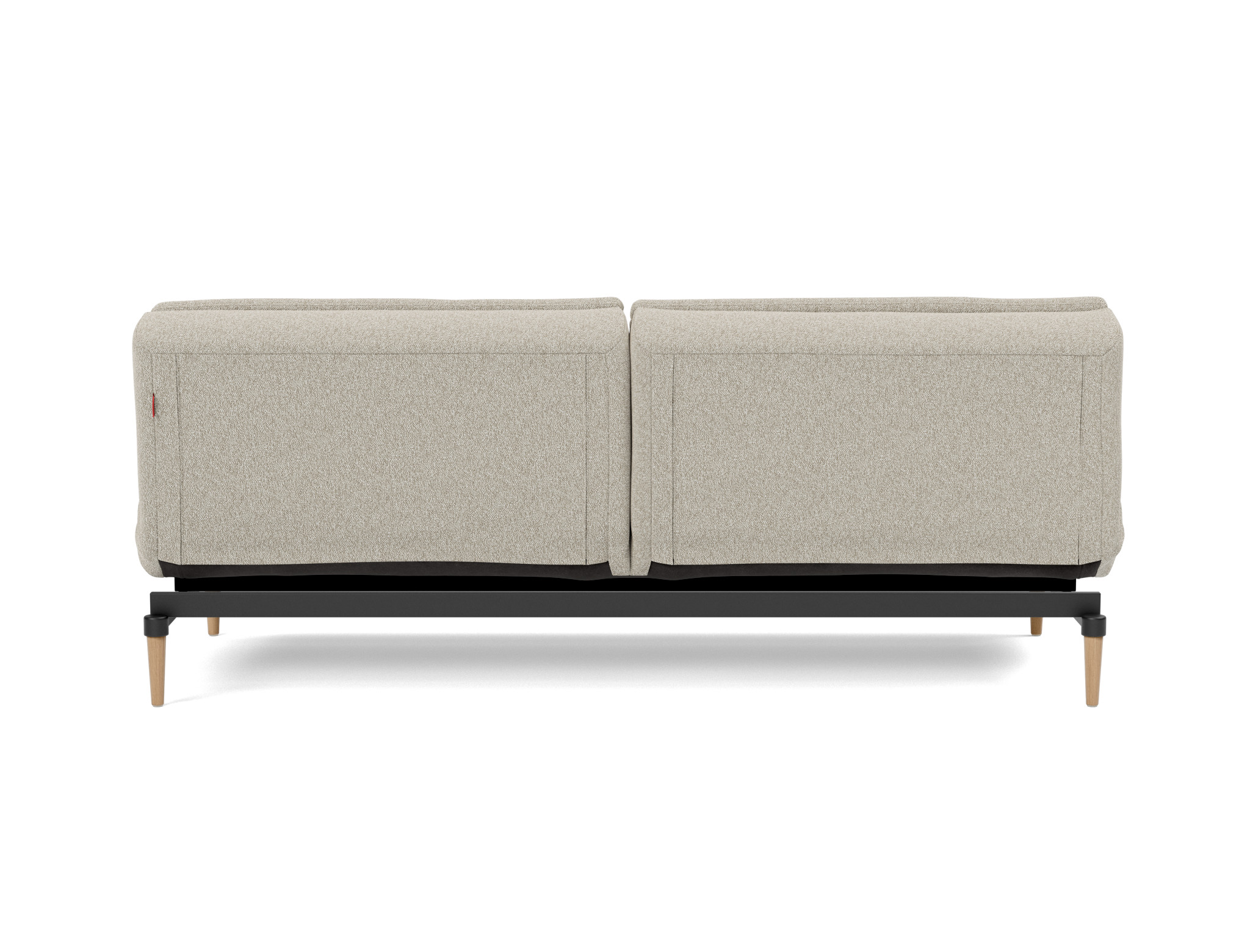Schlafsofa Dublexo Boucle Skandi 539-Beige Beine Styletto Eiche hell