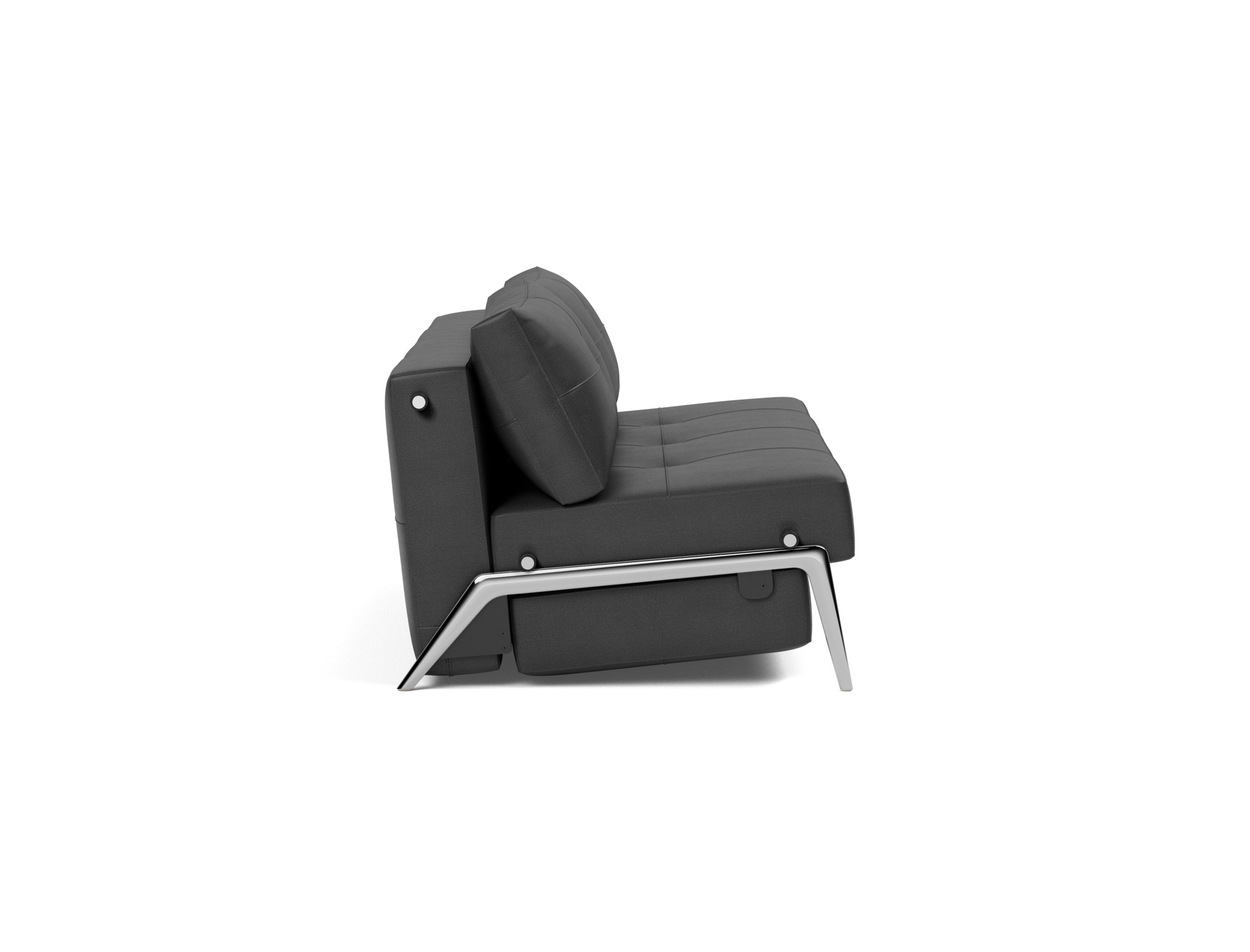 Schlafsofa Cubed 160 Lederoptik Faunal 550-Black Beine Aluminium