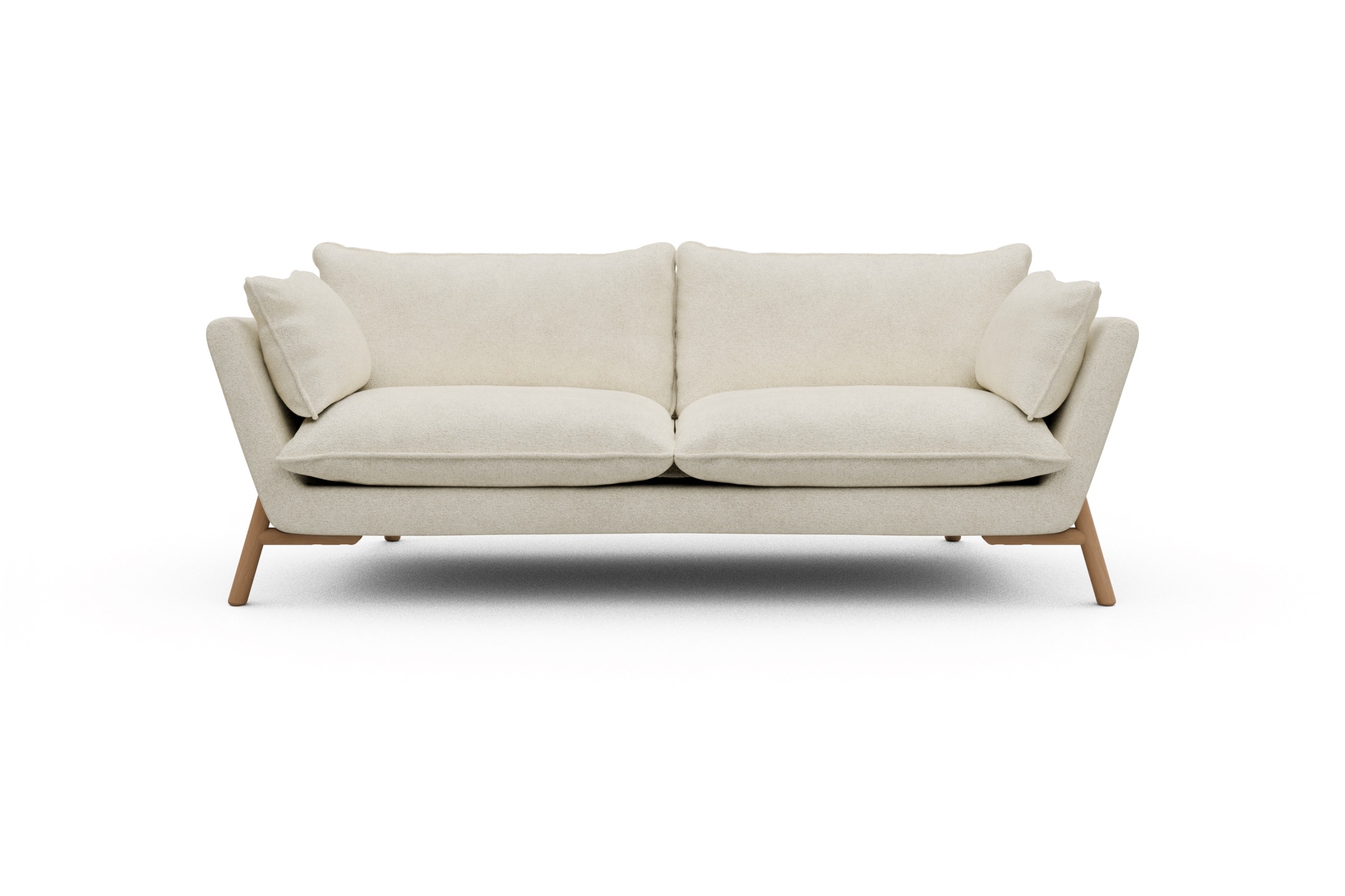 Skandi Home Sofa Emil PREMIUM 3-Sitzer Beinfarbe Eiche Natur Boucle-Off-White moebelfaktor