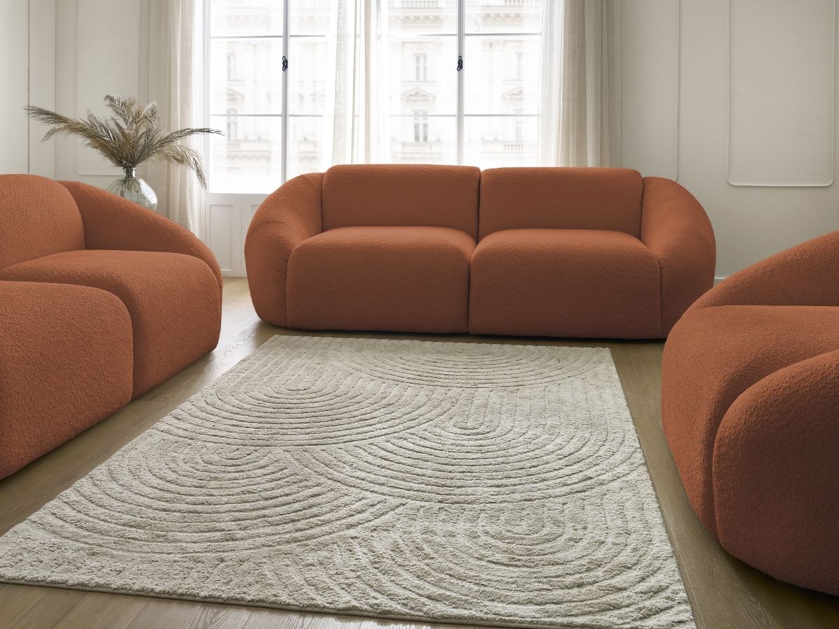 Bobochic Tina Sofa 6-Sitzer Bouclé-Stoff Orange