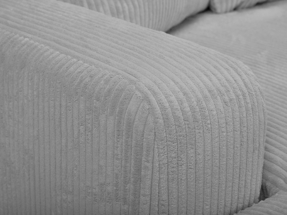 Bobochic Campi Ecksofa mit Schlaffunktion und Bettkasten Cordsamt Hellgrau Ecke rechts