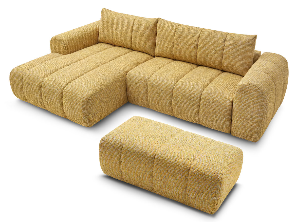 Bobochic Nesty Ecksofa 272 cm mit Pouf Melange-Stoff Gelb Ecke links