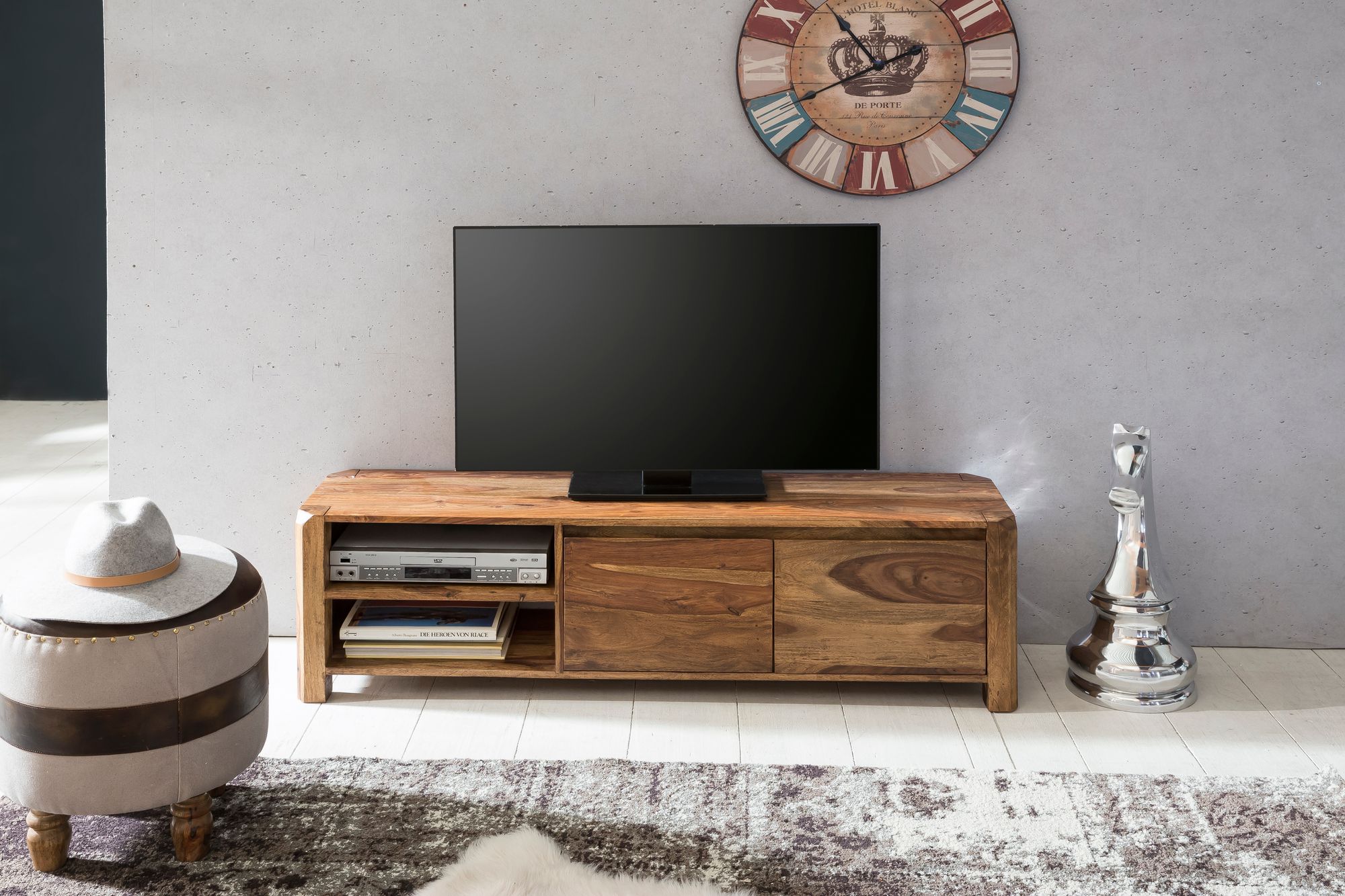Lowboard Andenes Massivholz Dunkelbraun 140 × 35 × 40 cm