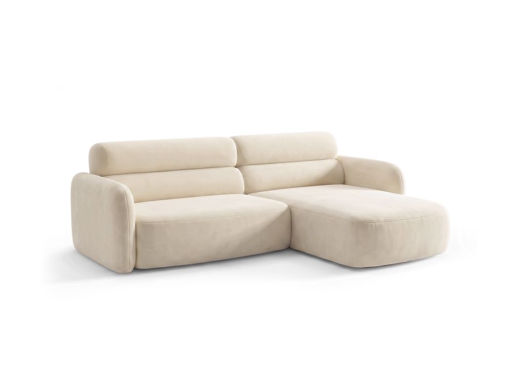 Cosmopolitan Design Ecksofa Malmo 3-Sitzer Samt Bluvel Helles Beige Rechts