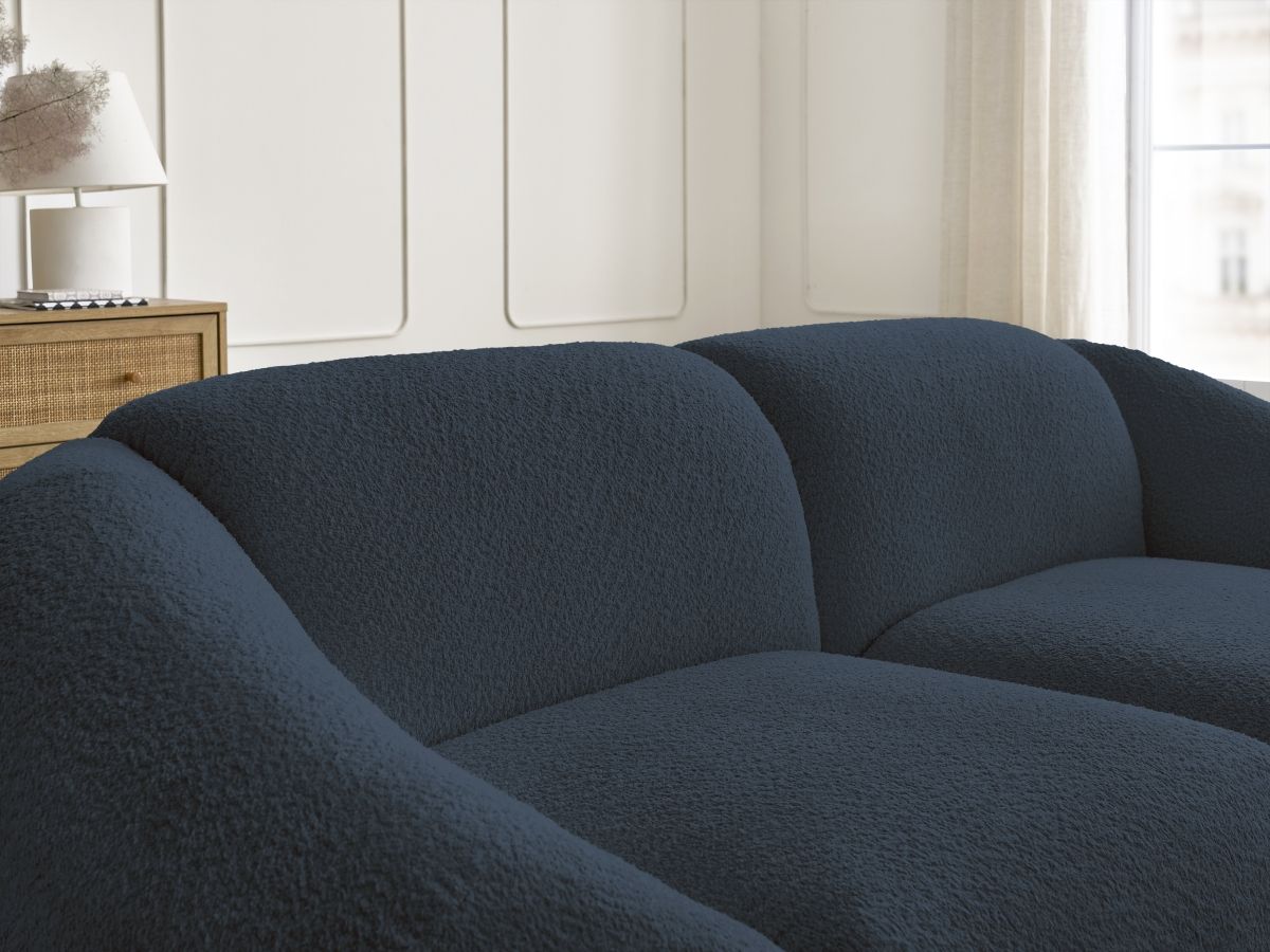 Bobochic Tina Sofa 2-Sitzer Bouclé-Stoff Dunkelblau