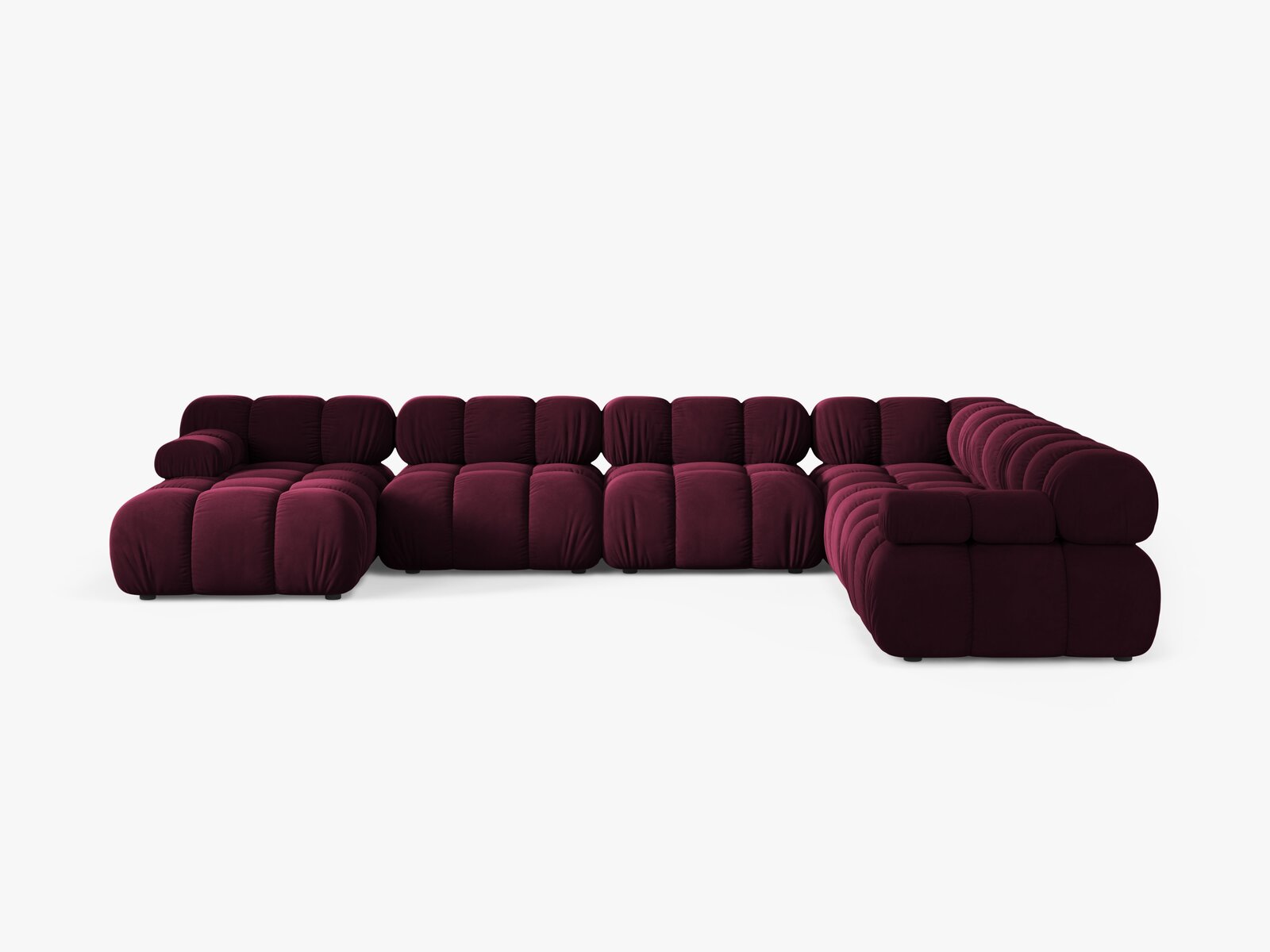 Micadoni Modulares Panorama Ecksofa Bellis 8-Sitzer Rechts Samt Venus Burgunder