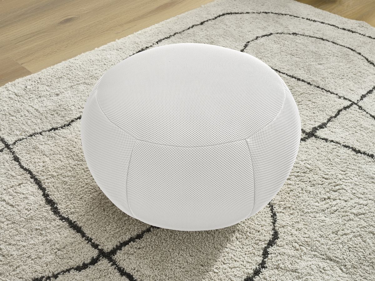 Bobochic Hayden Pouf, rund Mesh-Stoff Weiß, 76 cm