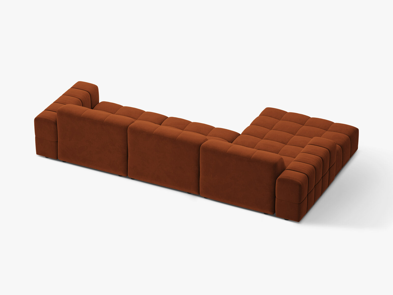 Micadoni Ecksofa Jennifer 4-Sitzer Links Samt Bluvel Terrakotta