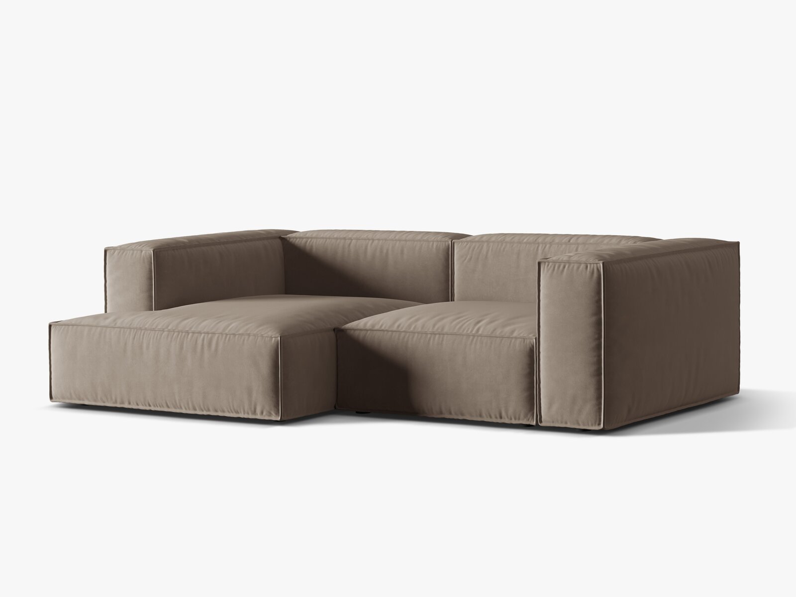 Micadoni Ecksofa Nuria 3-Sitzer Links Samt Warmes Grau