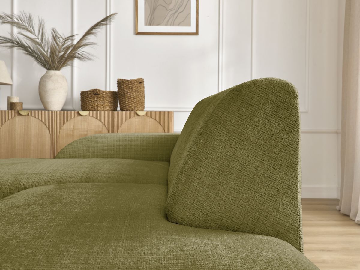 Bobochic Sirius Ecksofa 300 × 170 cm Strukturstoff Grün Ecke links