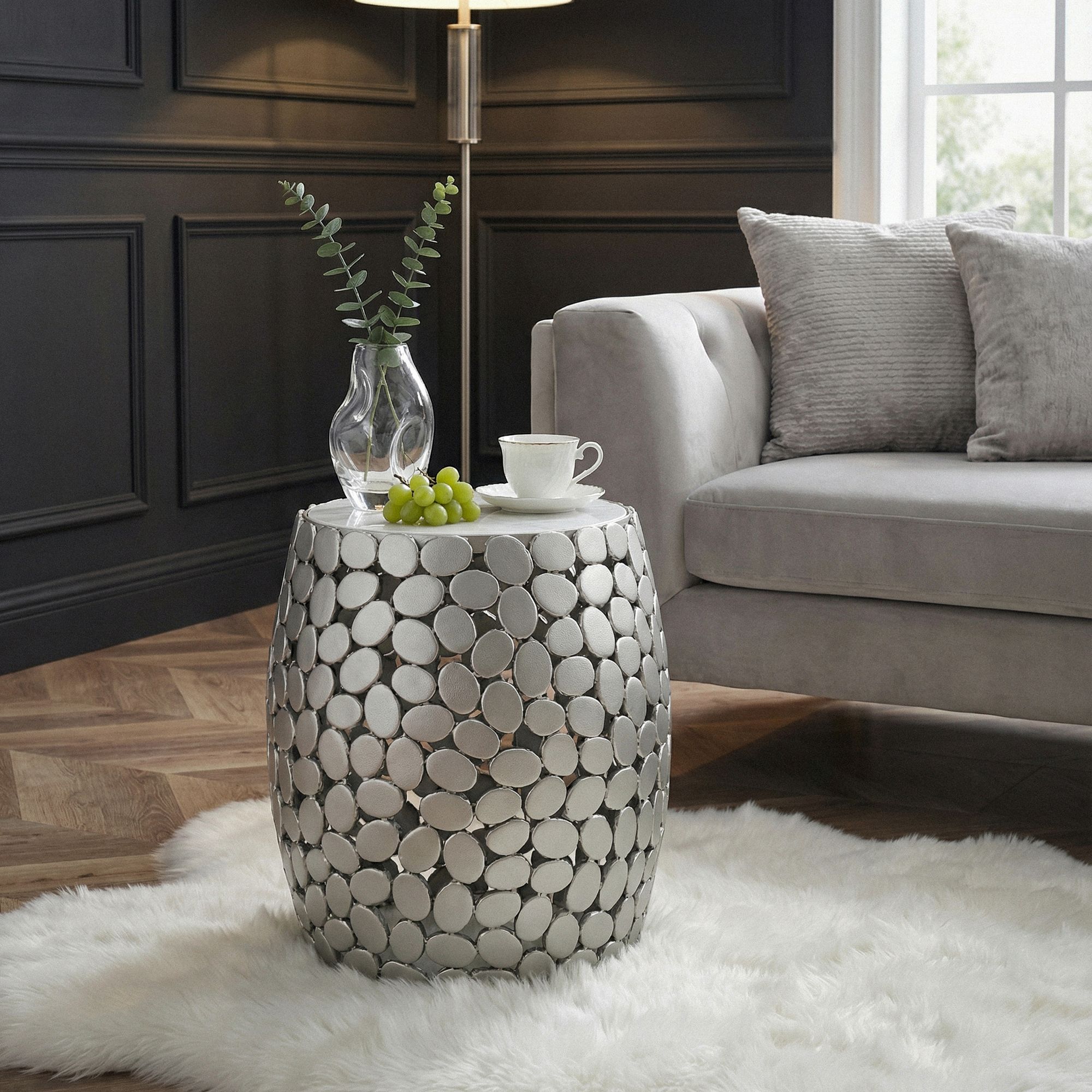 Beistelltisch Borga Marmor Silber Ø 40 cm
