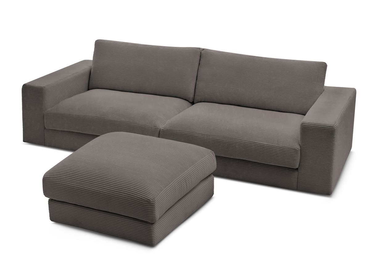 Bobochic Leonard Sofa 4-Sitzer mit Pouf 274 × 109 cm Cordsamt Braun