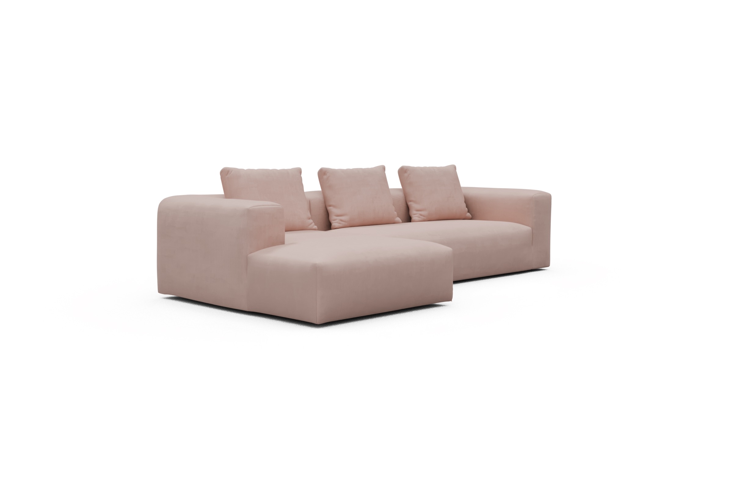 Ecksofa Fred Chaiselongue links mit 2,5-Sitzer Cordufine-Blush