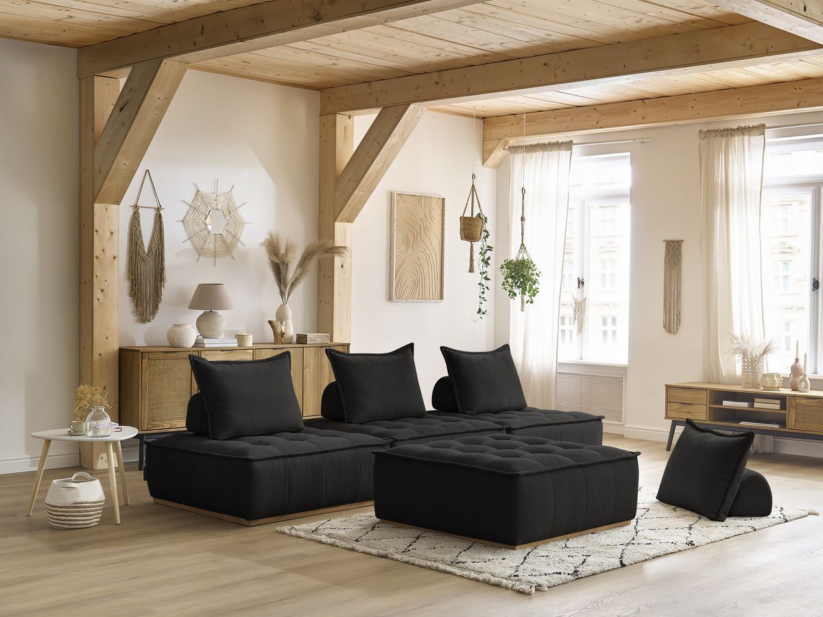 Bobochic Elisa Sofa 4-Sitzer Strukturstoff Schwarz