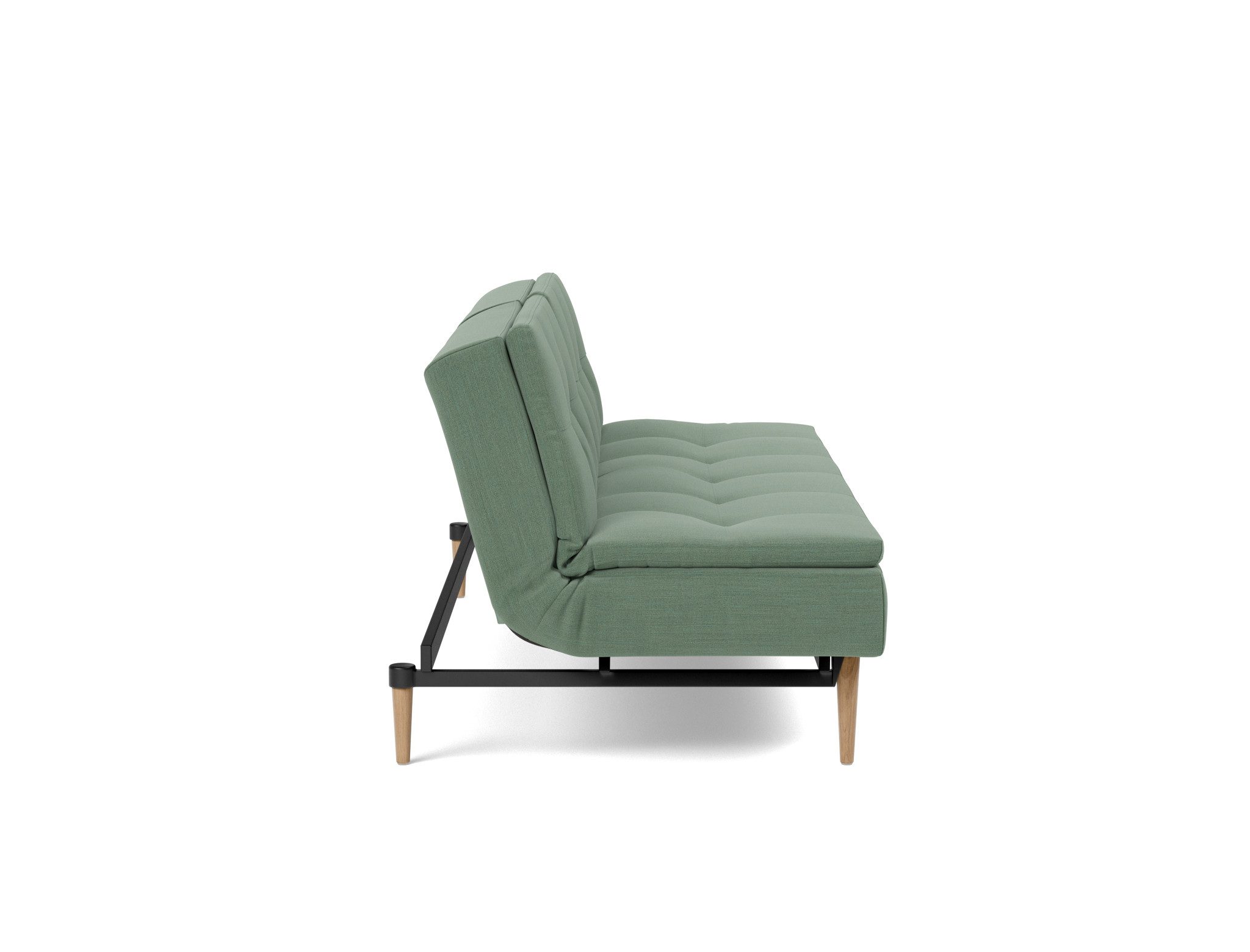 Schlafsofa Dublexo Flachgewebe Elegance 518-Green Beine Styletto Eiche hell