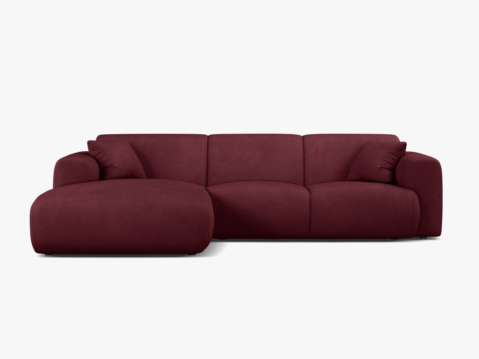 Micadoni Ecksofa Molino 4-Sitzer Links Strukturierter Stoff Rebel Bordeaux