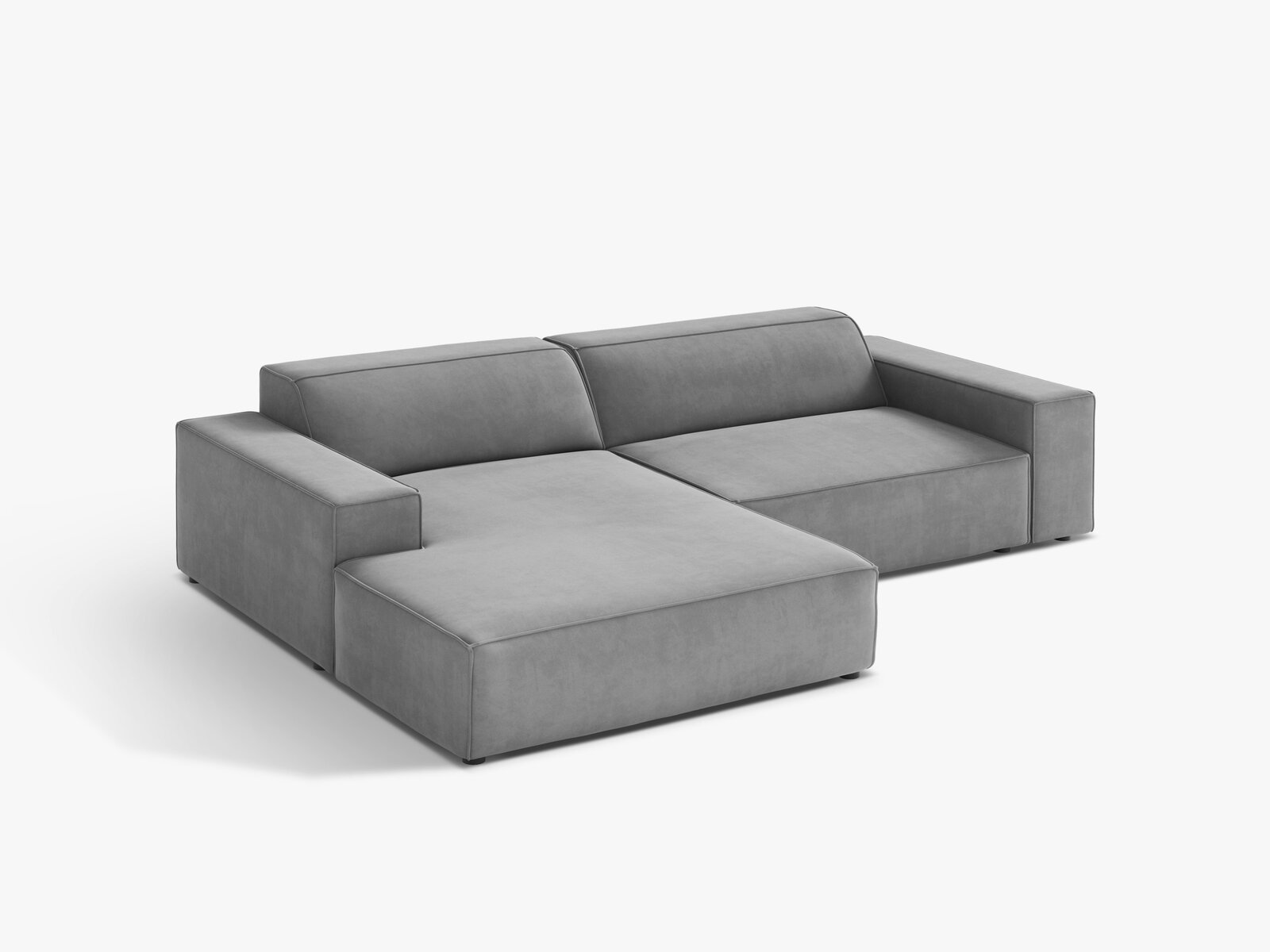 Micadoni Ecksofa Jodie 3-Sitzer Samt Venus Hellgrau Links