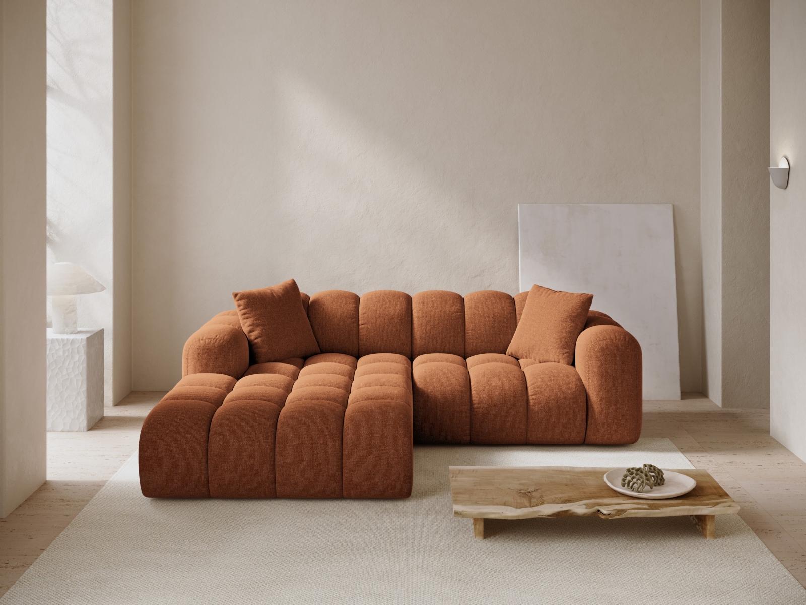Cosmopolitan Design Ecksofa Treno 3-Sitzer Chenille Eden Ziegel Links