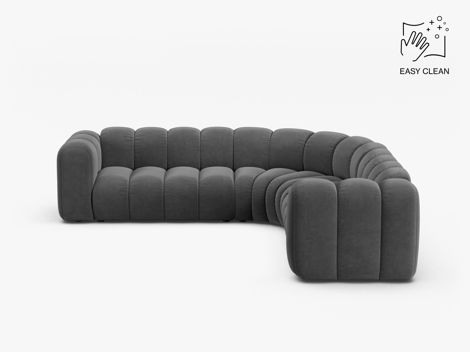 Micadoni symmetrisches Ecksofa Lupine 5-Sitzer mittelgroß Samt Venus Grau