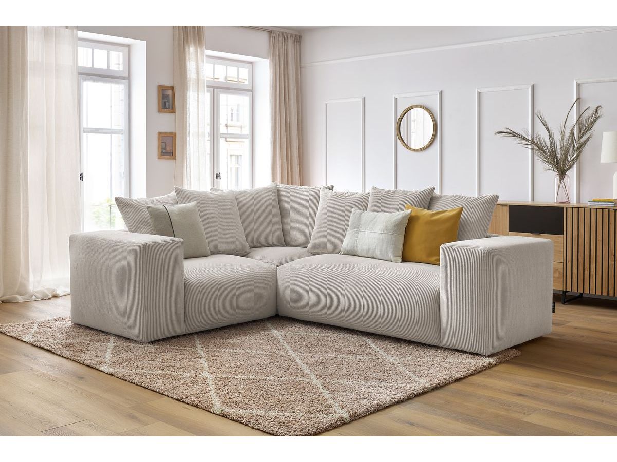 Bobochic Voltaire Ecksofa 268 × 214 cm Cordsamt Beige Ecke links