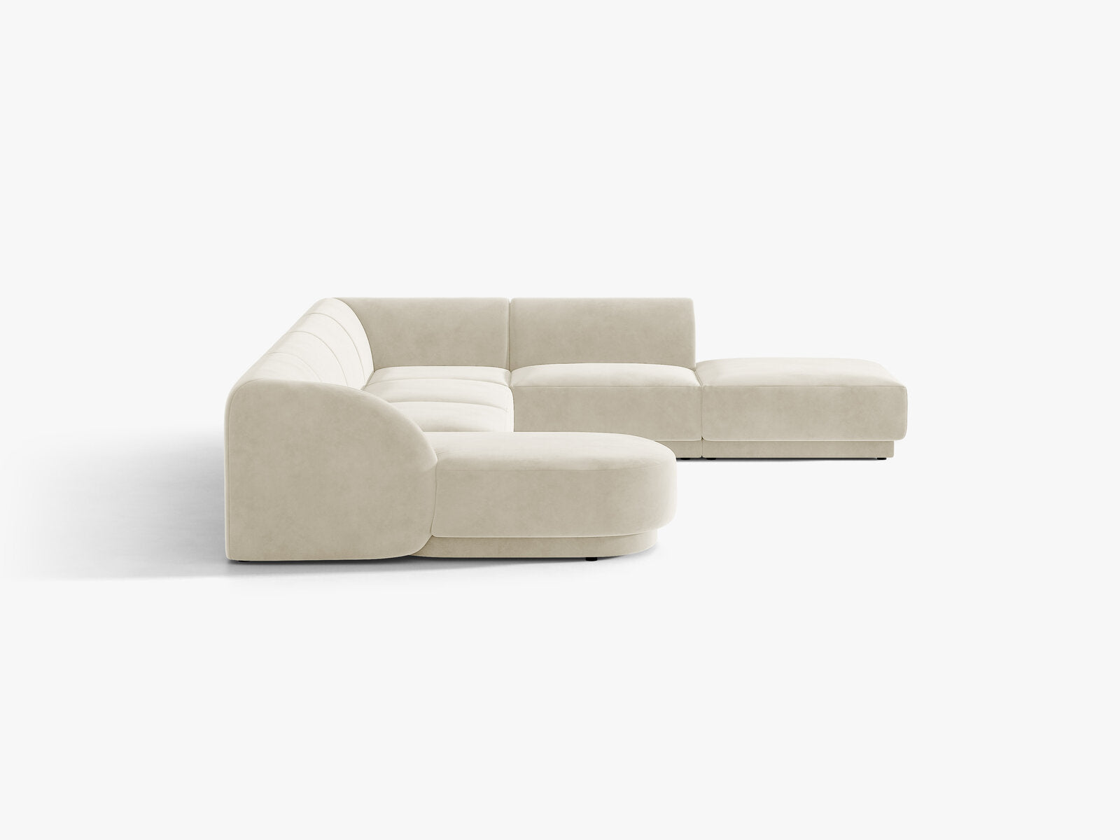 Micadoni Panorama-Ecksofa Miley 6-Sitzer Rechts Samt Bluvel Helles Beige