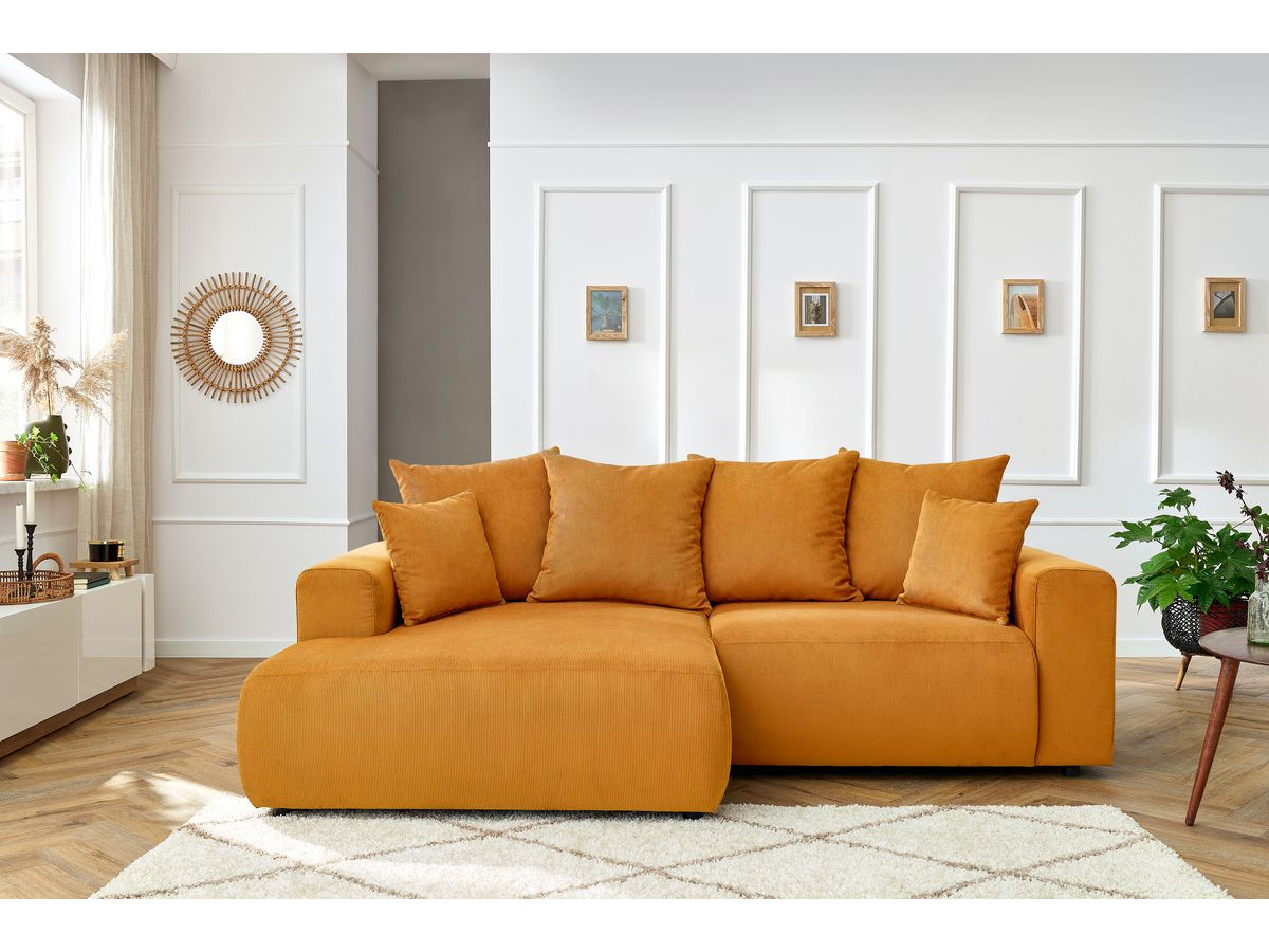 Bobochic Enjoy Ecksofa Cordsamt Gelb Ecke links