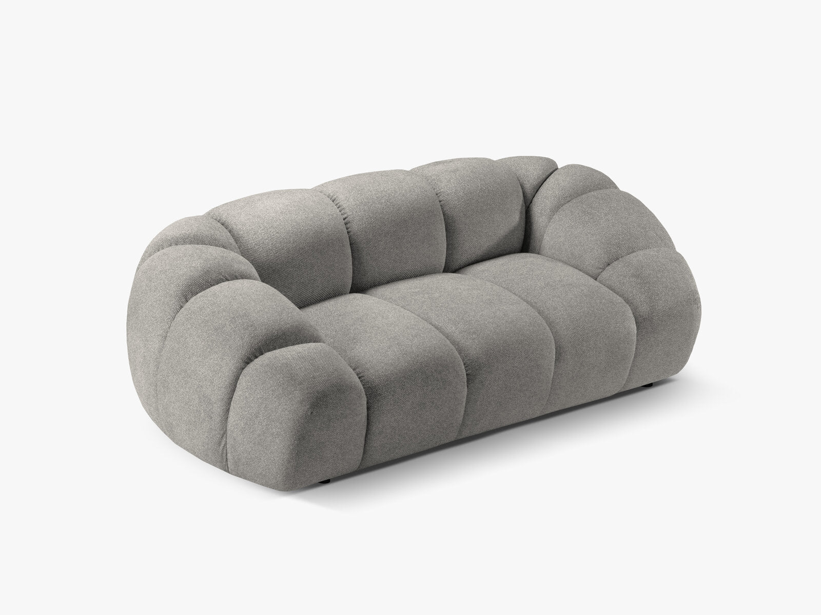 Micadoni Sofa Diana 2-Sitzer Strukturierter Samtstoff Hellgrau