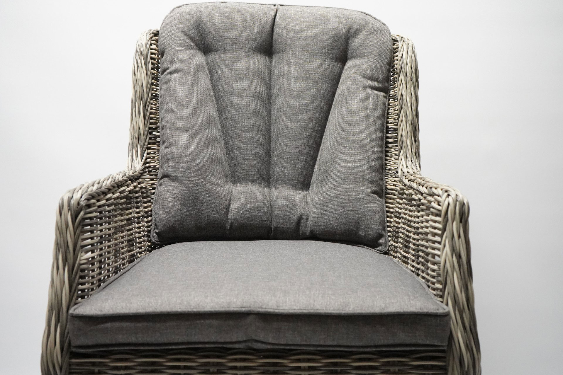 Gartensessel Set Miranda - 2er Set Polyrattan Grey Mix mit grauen Sitzkissen