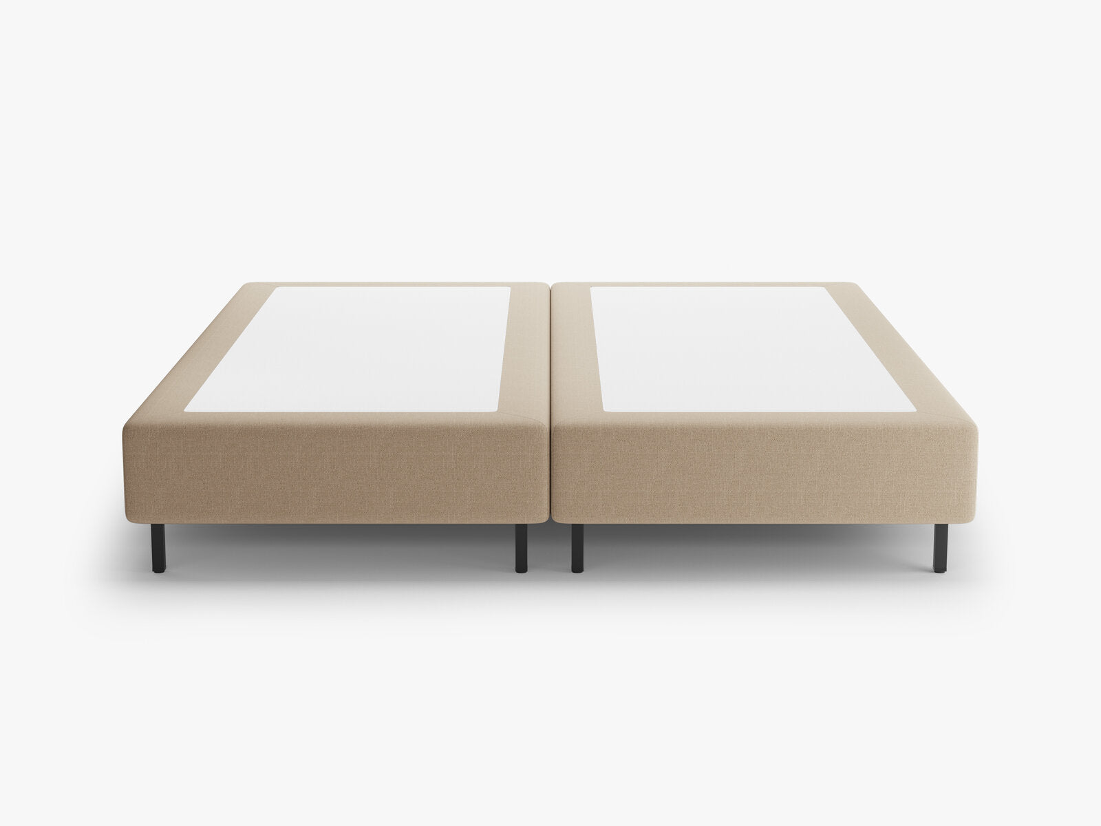 Micadoni Whale Polster-Bettgestell Strukturierter Stoff Babel Beige Schwarzes Metall 180x200