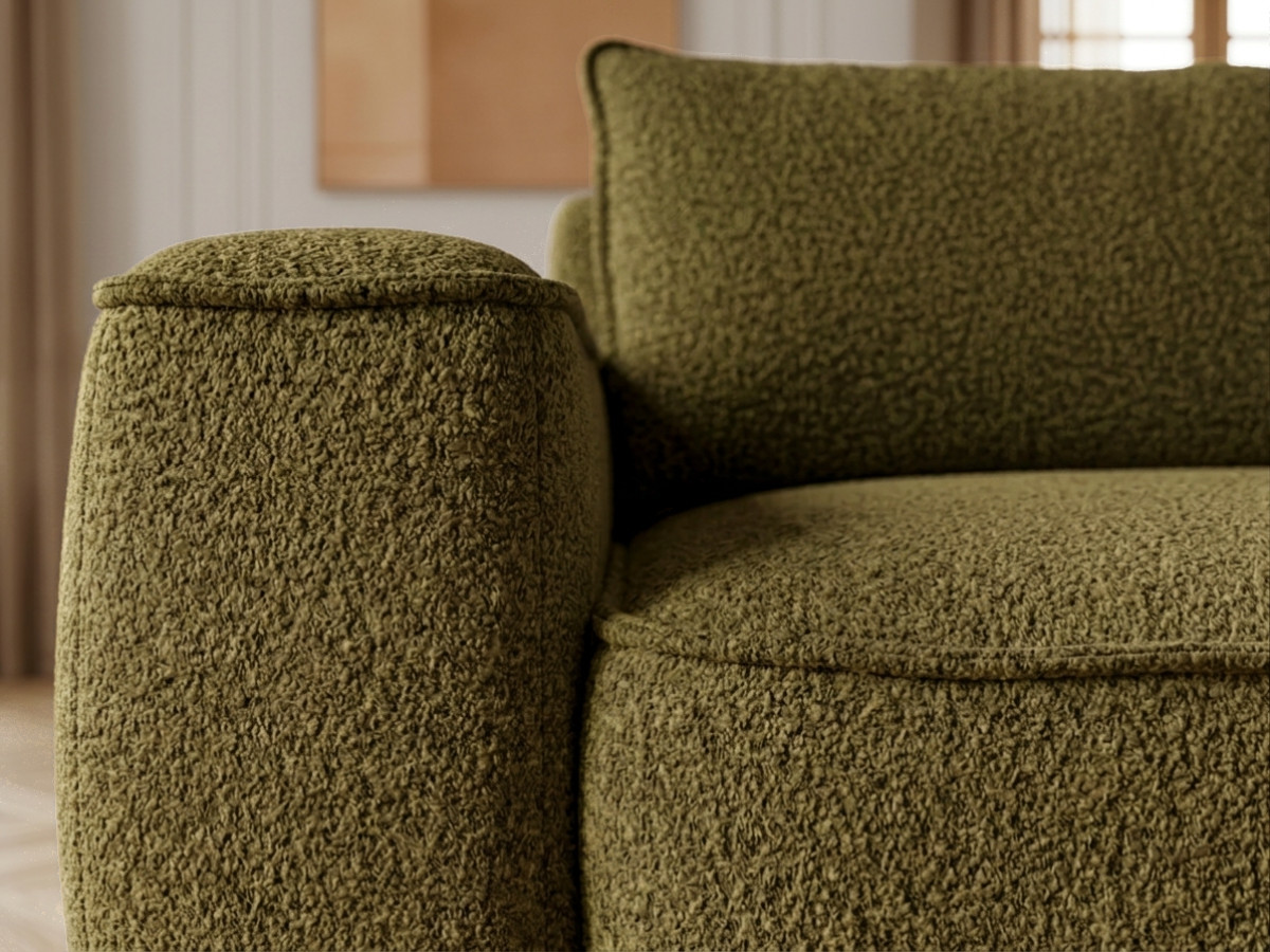 Bobochic Honore Ecksofa mit Schlaffunktion und Bettkasten Chenille Grün