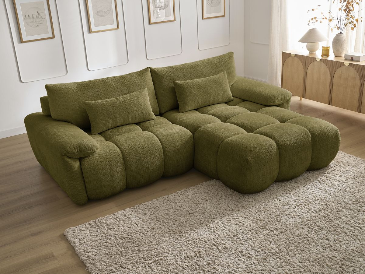 Bobochic Ivane Ecksofa Strukturstoff Grün Ecke rechts