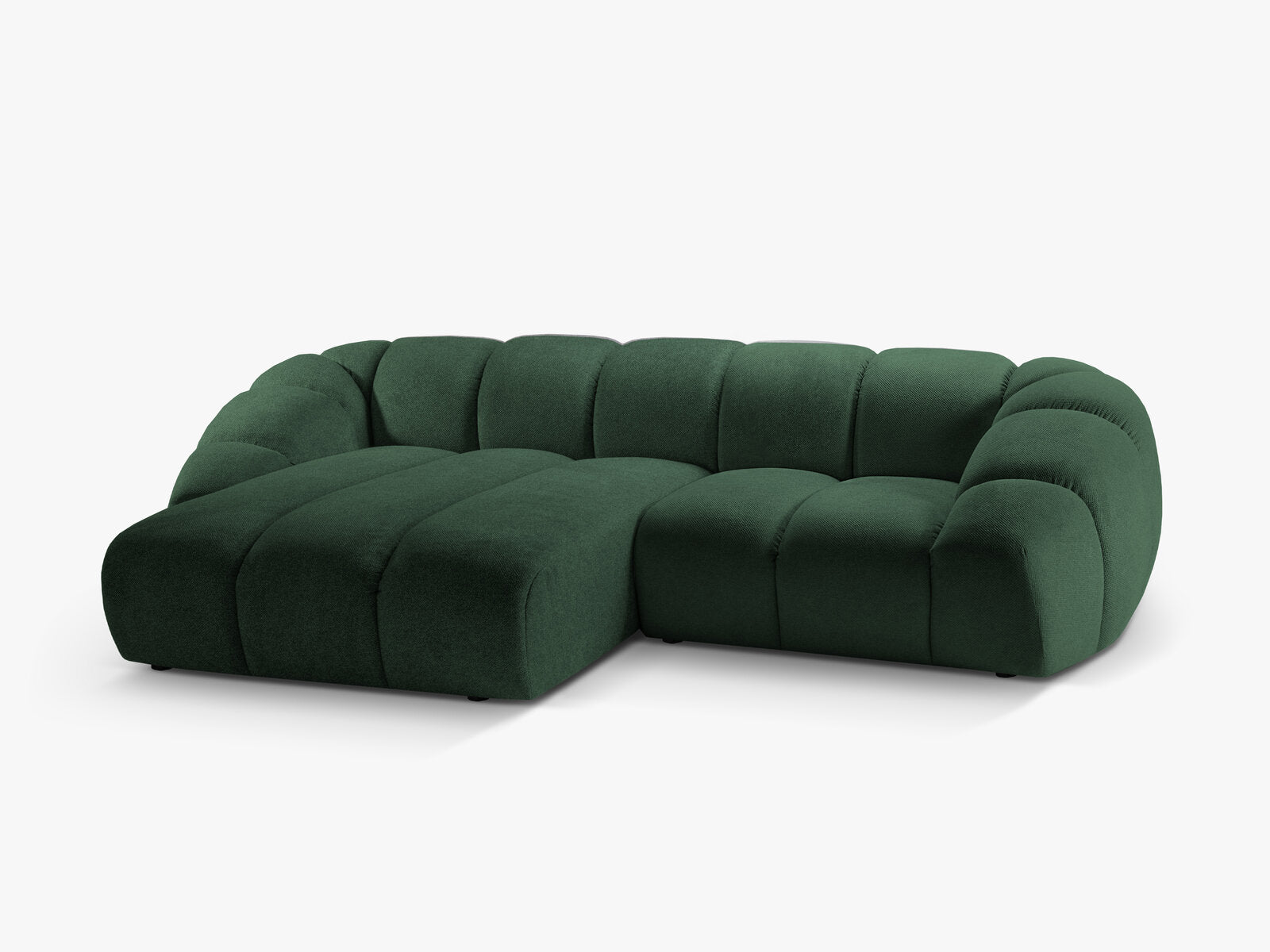 Micadoni Ecksofa Diana 3-Sitzer Links Strukturierter Samt Bubble Grün