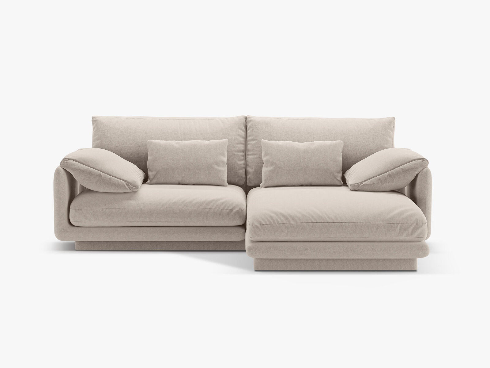 Micadoni Ecksofa Torino 3-Sitzer Rechts Strukturierter Stoff Helles Beige