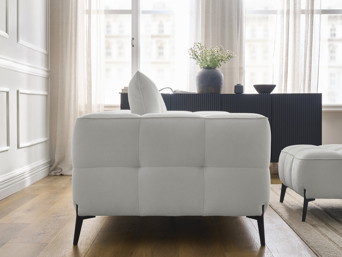 Bobochic Anis Sofa 2-Sitzer mit Pouf Strukturstoff Hellgrau