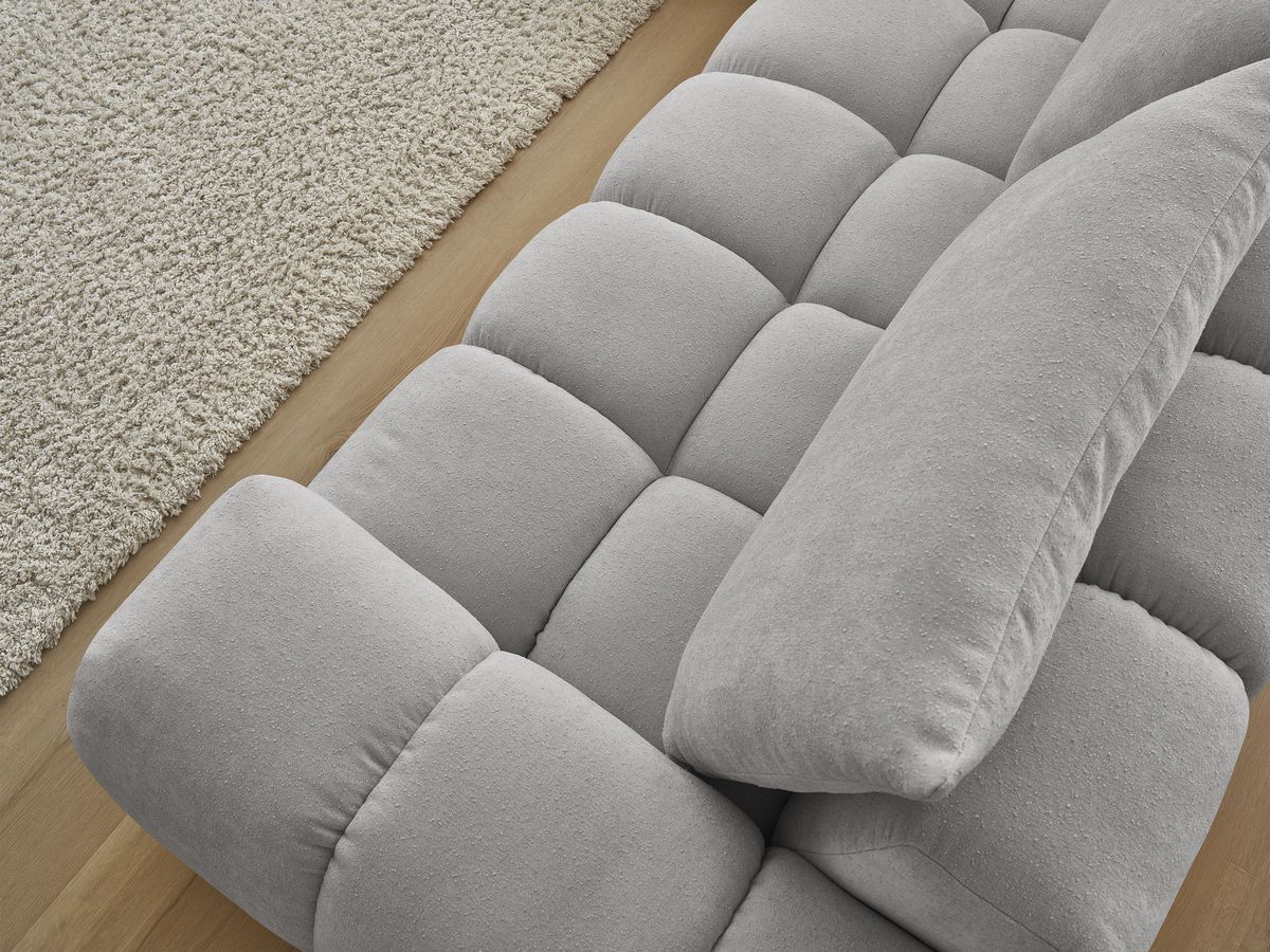 Bobochic Everest Ecksofa, 4 Kissen Strukturstoff Hellgrau Ecke links
