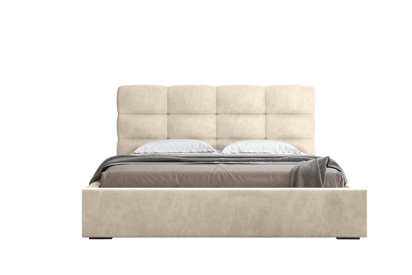 Polsterbett Navo Samtstoff 180x200 mit Metallrahmen Macau Sand