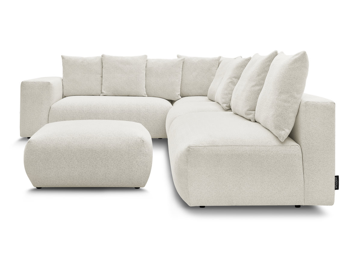 Bobochic Voltaire Ecksofa mit Pouf 322 × 268 cm Melange-Stoff Weiß Ecke links