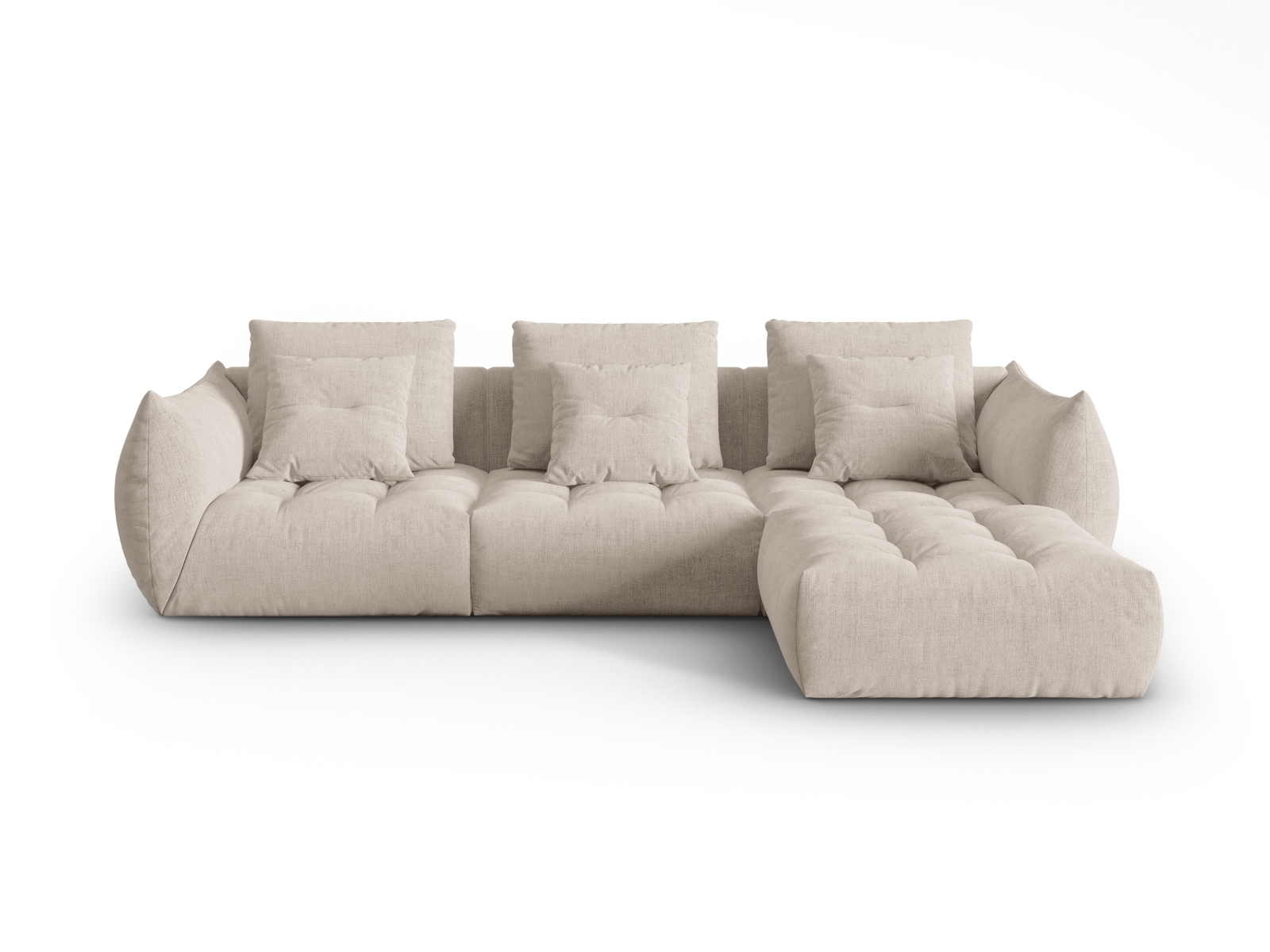 Micadoni Ecksofa Bloom 2-Sitzer Strukturierter Stoff Dunkelbeige