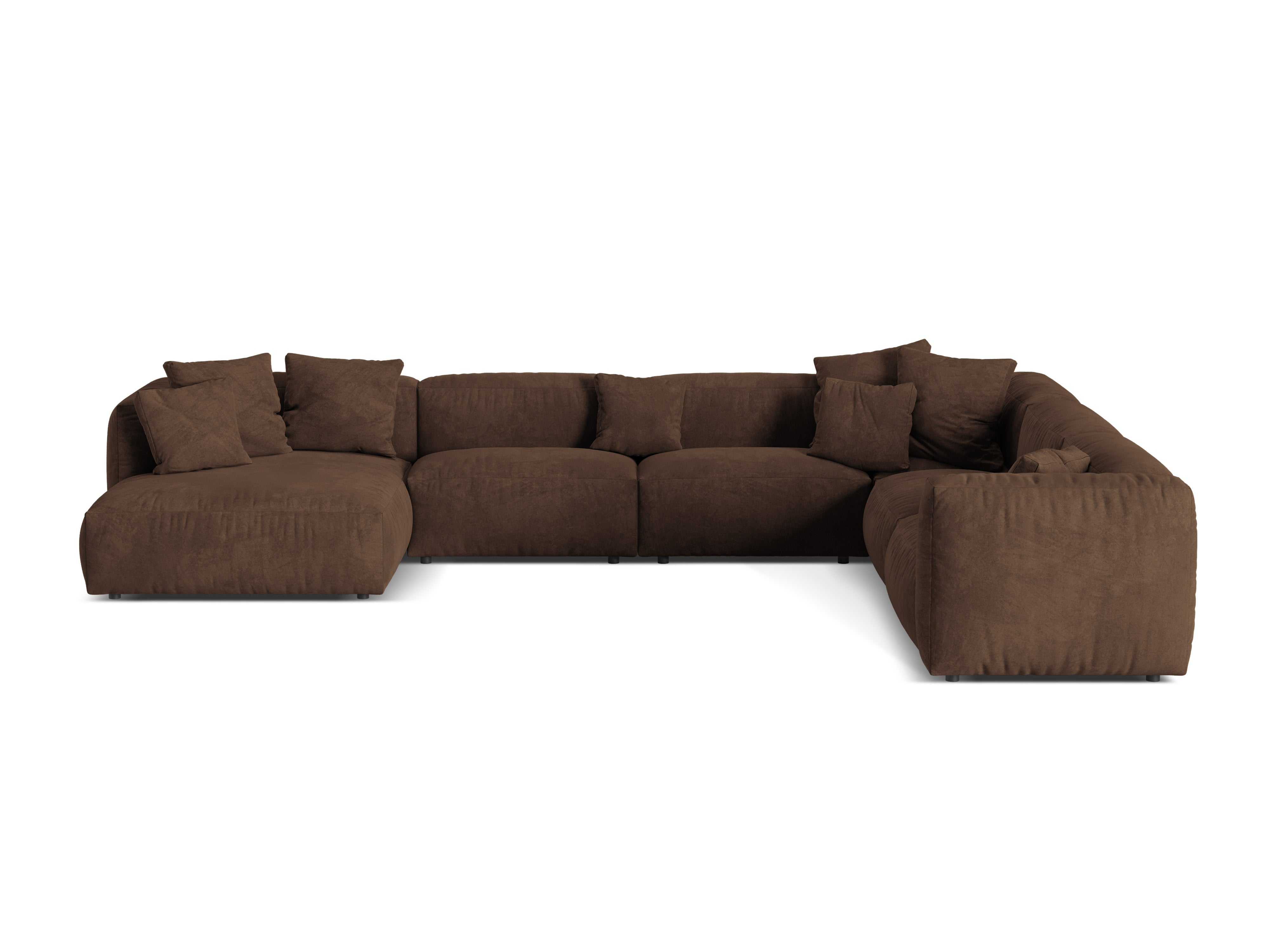 Micadoni modulares Ecksofa XL Martina 6-Sitzer Samt Vogue Schokolade Rechts