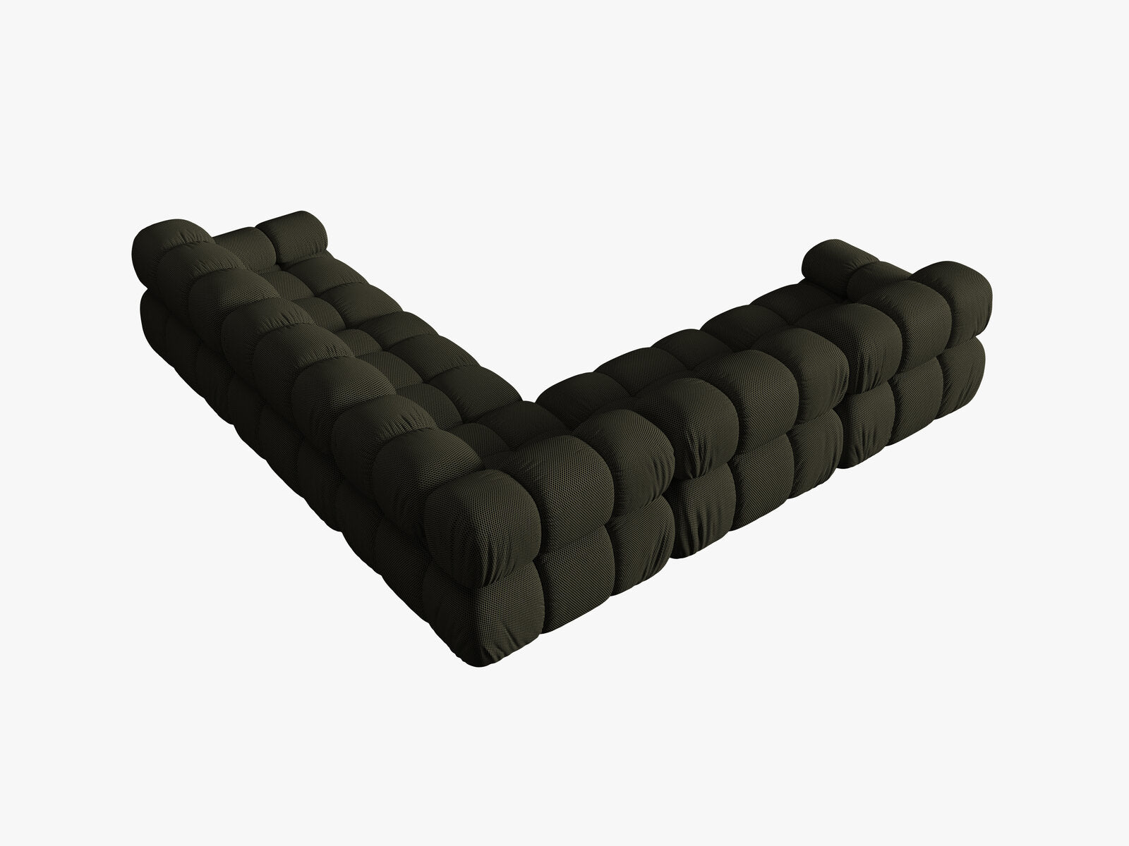 Micadoni Symmetrisches Ecksofa Bellis 5-Sitzer 3D-Stoff Sonic Amazonas Grün